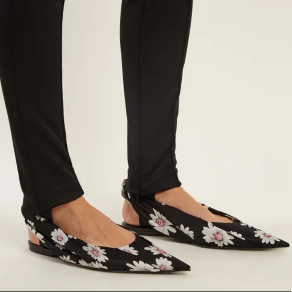 Balenciaga Shoes - Balenciaga Floral Silk Slingback Flats Sz.37.5
